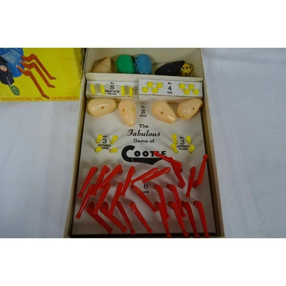 Vtg. 1949 Cootie Game Shaper Complete